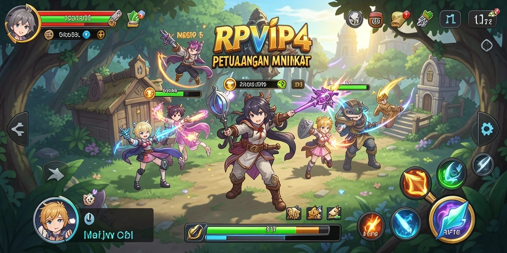 Screenshot dari gameplay RPVIP4 yang epik dan penuh warna.