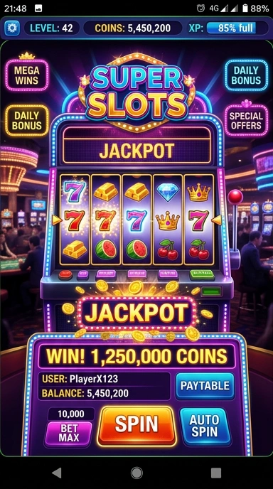 Tampilan antarmuka superslots yang menarik dan mudah digunakan.